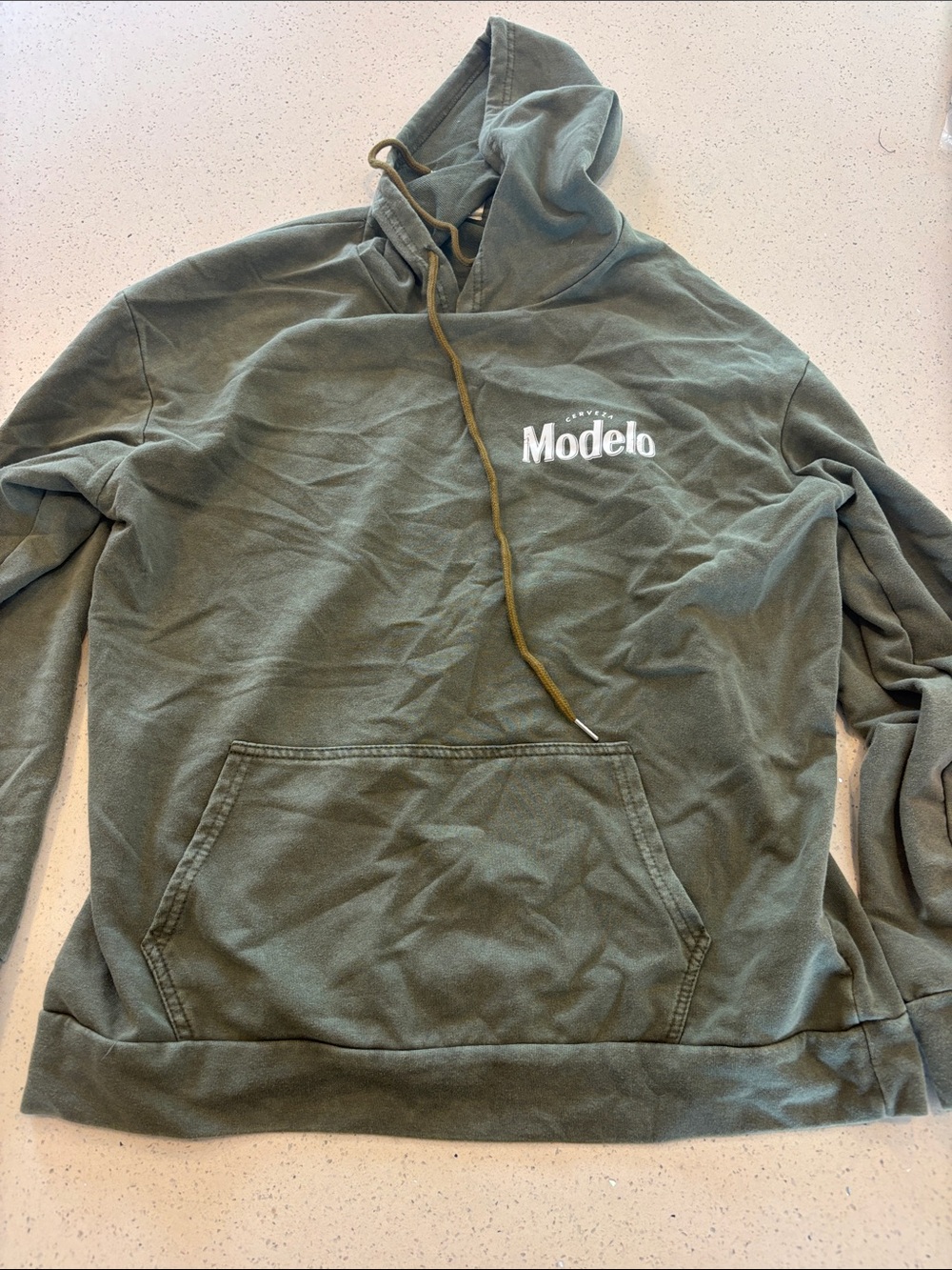 ModelCo Men's Olive Crewneck Hoodie with Front Pocket